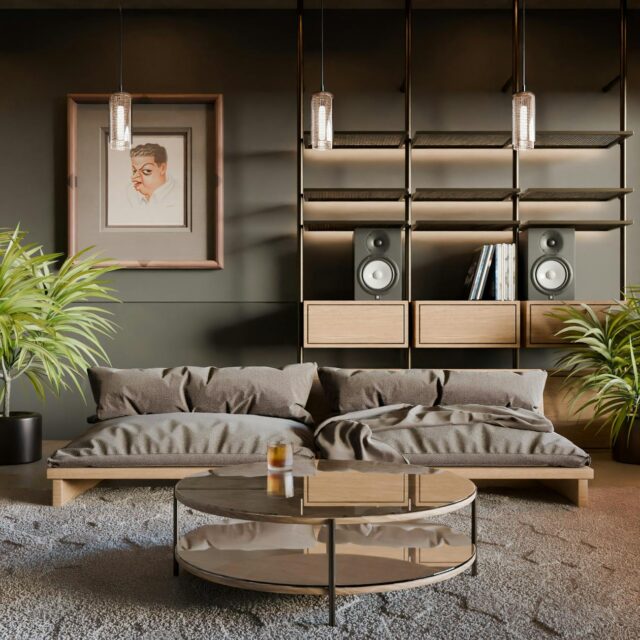 modern minimalist living room with stylish decor